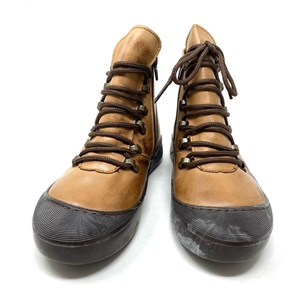 Spring Step Tan and Brown Combat Boots - Picture 3 of 7